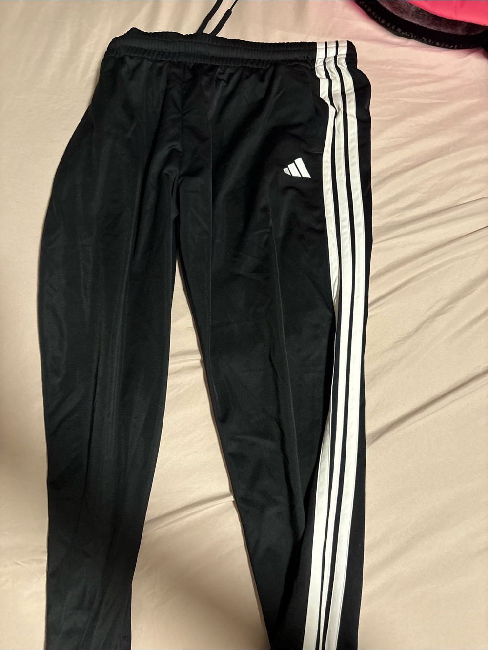 adidas Black Joggers with White Side Stripes and Logo